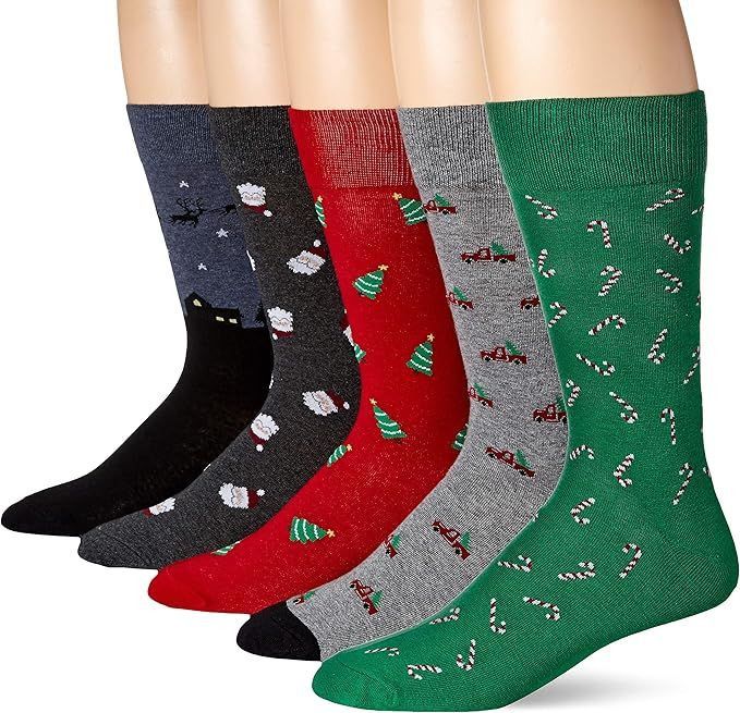 Essentials Men's Patterned Dress Crew Socks