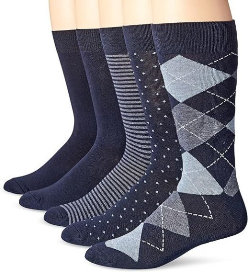 Essentials Men's Patterned Dress Crew Socks